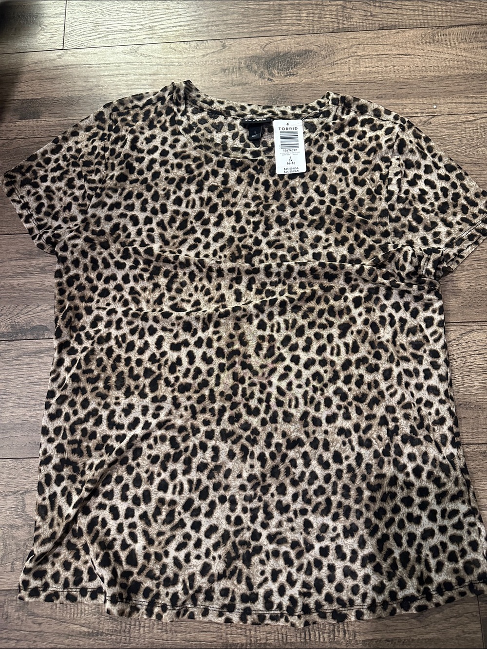 torrid Leopard Print Short Sleeve Mesh Top - Taupe & Black